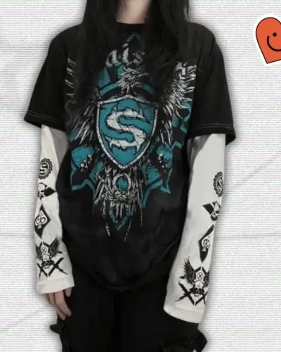 Gothic Print Y2K Shirt