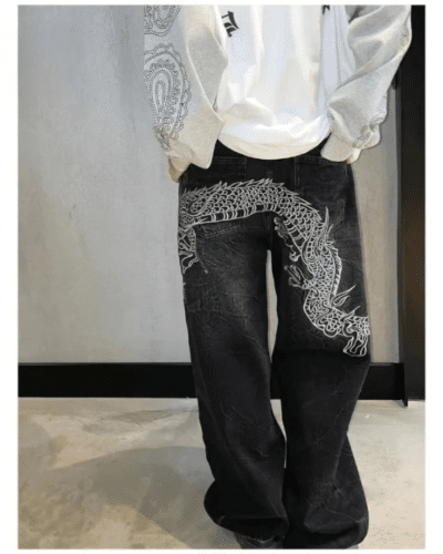 Japanese Embroidered Y2k Jeans