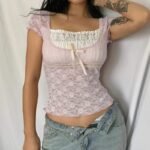 Lace Pink Y2K Top