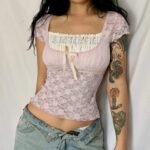 Lace Pink Y2K Top