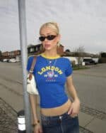 London Y2k Blue Baby Tee