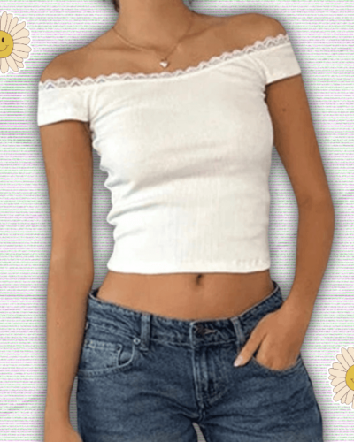 Off The Shoulder White Crop Top