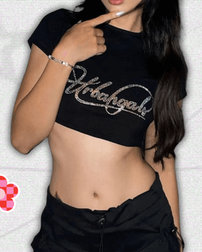 Rhinestones Y2K Crop Tee