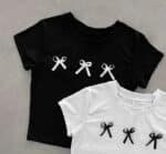 White & Black Y2K Baby Tee