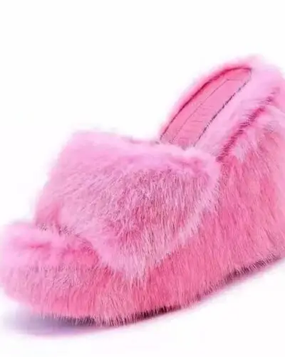 Y2K Aesthetic Fur Sandals