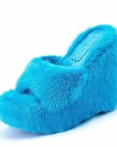 Y2K Aesthetic Fur Sandals