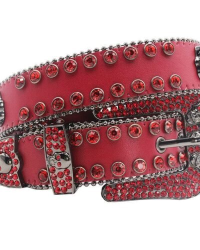 Y2K Afterlife Rhinestone Belt Red