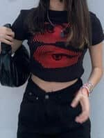 Y2k Black Crop Tee