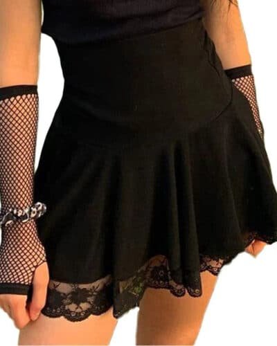 Y2K Black Lace Skirt