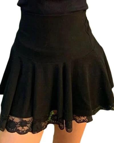 Y2K Black Lace Skirt