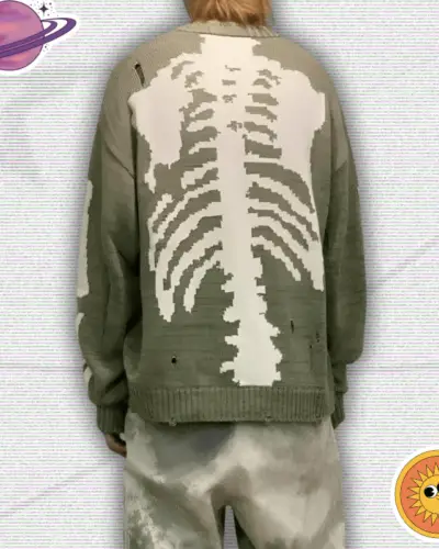 Y2K Bone Print Sweater