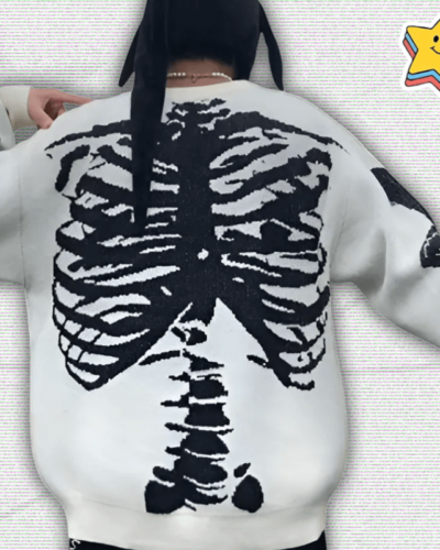 Y2K Bone Print Sweater