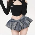 Y2K Bow Denim Skirt