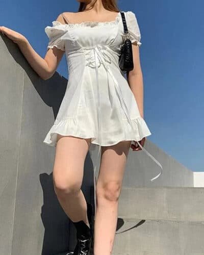 Y2K Bow White Mini dress