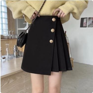 Y2K Button Short Pleated Skirt