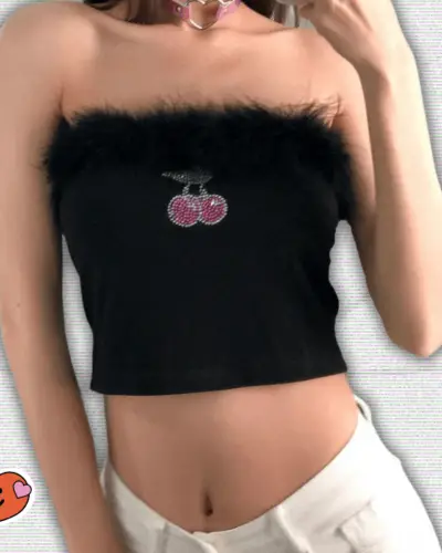 Y2K Crop Top Off Shoulder