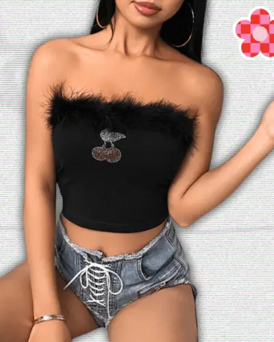 Y2K Crop Top Off Shoulder