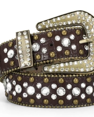 Y2K Dark Brown Rhinestone Belt