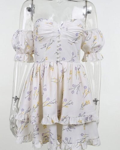 Y2K Floral White Dress