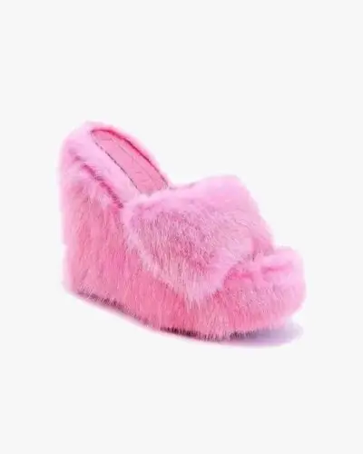 Y2K Fluffy Wedge Heels