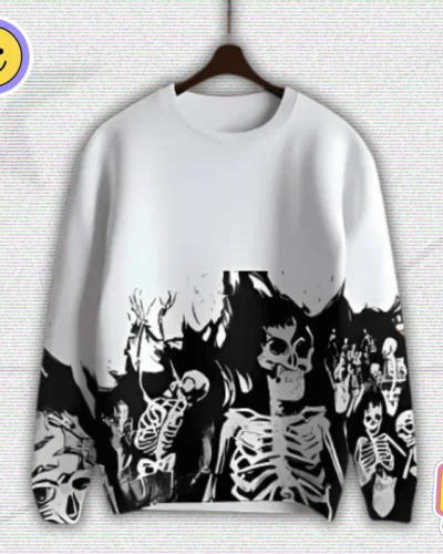 Y2K Gothic Flame Skeleton Sweater