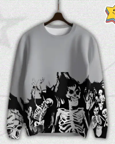 Y2K Gothic Flame Skeleton Sweater