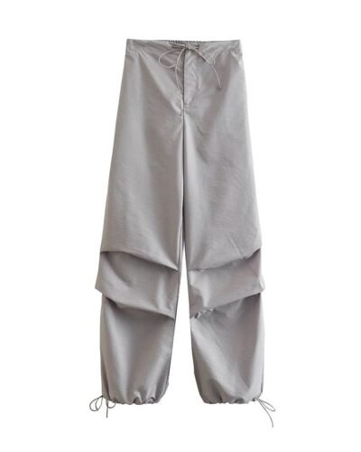 Y2K Gray Parachute Pants