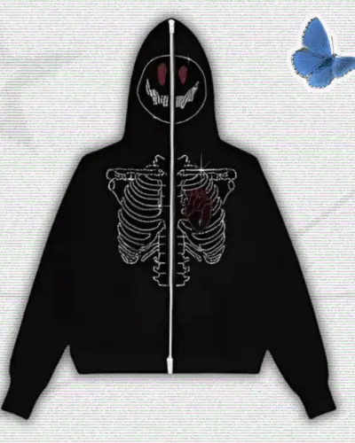 Y2K Happy Skull Rhinestone Hoodie