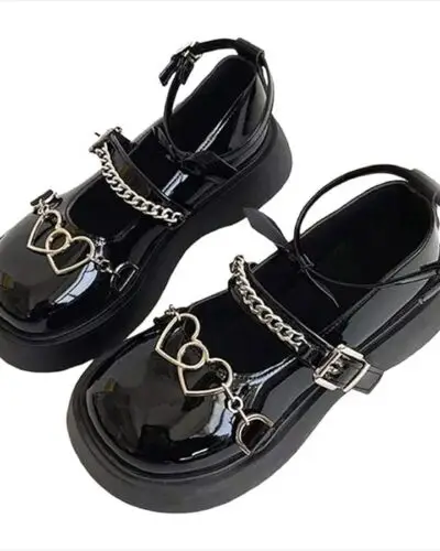 Y2K Heart Chain Chunky Sandals