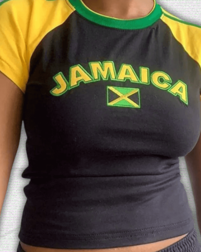 Y2k Jamaica Crop Shirt