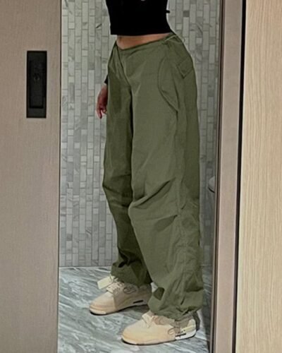 Y2K Khaki Parachute Pants