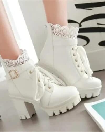 Y2K Lace Up Heeled Boots