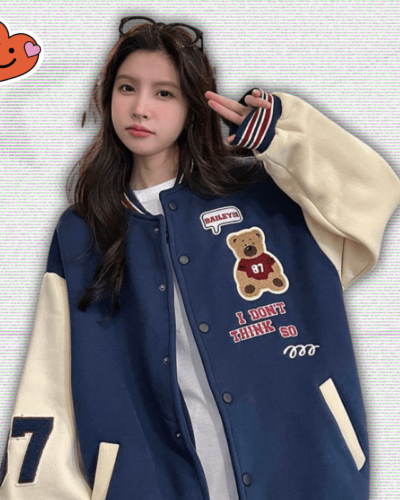 Y2K Navy Blue Varsity Jacket