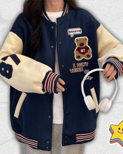 Y2K Navy Blue Varsity Jacket