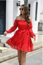 Y2K Off Shoulder Chiffon Dress