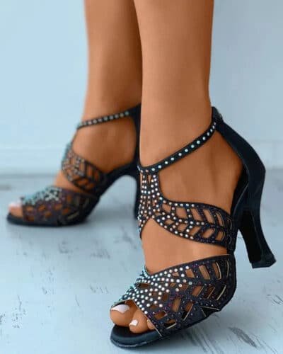 Y2K Openwork Rhinestone Heel