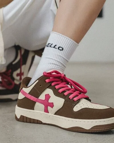 Y2K Pink Cross Sneakers