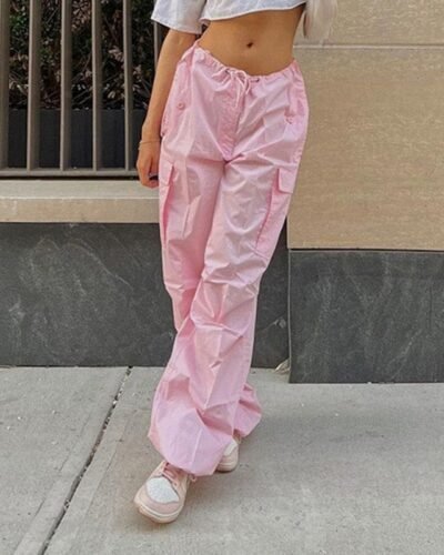 Y2K Pink Parachute Pants