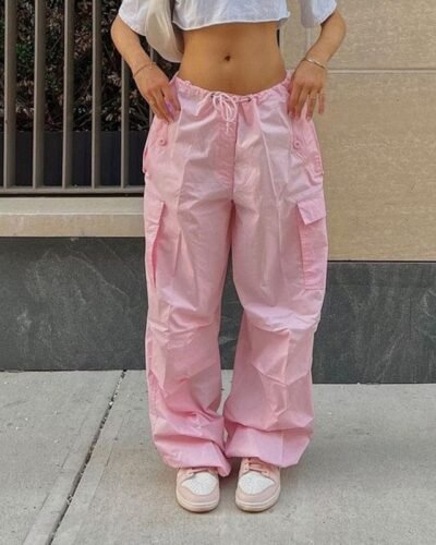 Y2K Pink Parachute Pants