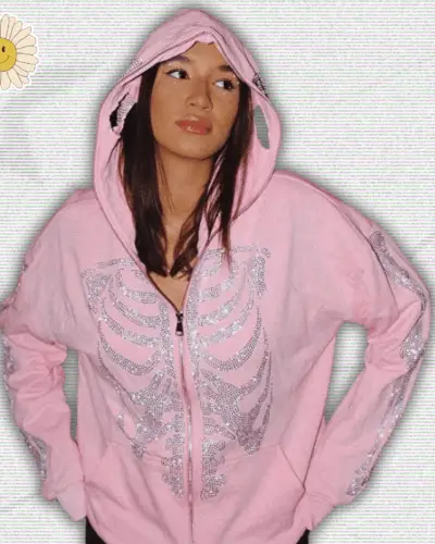 Y2K Pink Rhinestone Hoodie