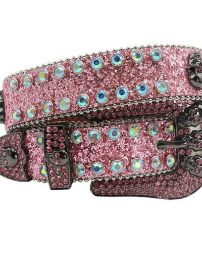 Y2K Pink Round Diamond Studded Belt