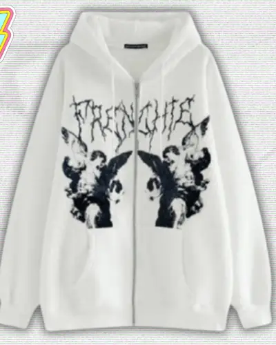 Y2K Punk Graphic Zip Up Hoodie