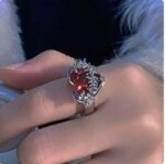 Y2K Red Crystal Heart Ring