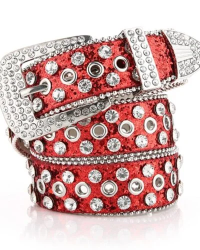 Y2K Red Rhinestone Belt