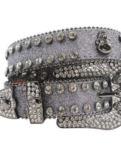 Y2K Rhinestone Skull Belt