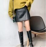 Y2K Sheepskin Leather Skirt