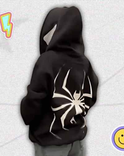 Y2K Spider Print Hoodies