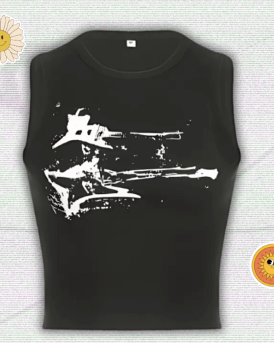 Y2K The Guitar Print Crop Top