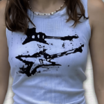 Y2K The Guitar Print Crop Top