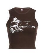 Y2K The Guitar Print Crop Top